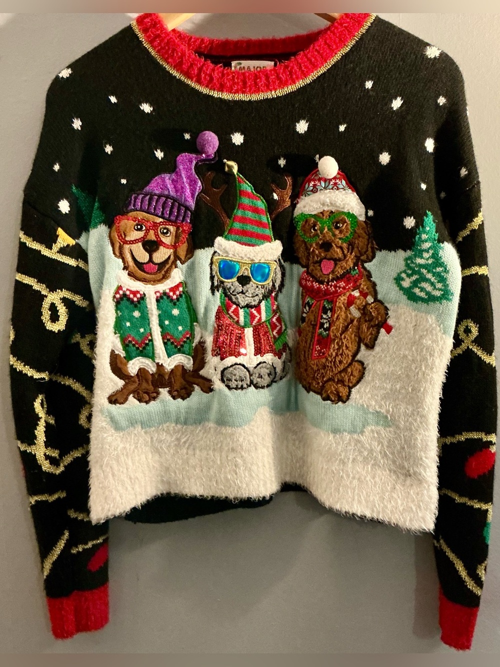 Christmas Dogs Sweater Small - Major Label Group